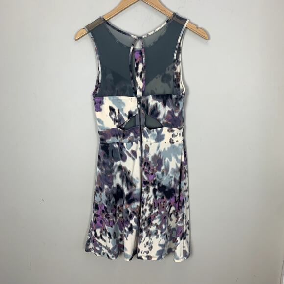 Silence Noise Mesh Skater Dress Purple Gray Watercolor Cutout Urban Outfitters M - Picture 4 of 11